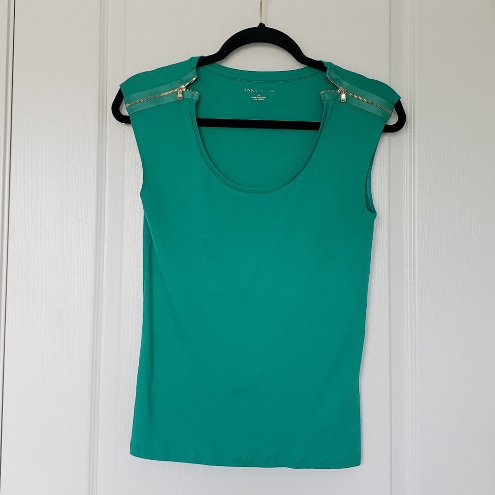 🎈ANN TAYLOR Green zipper detailed tank top
